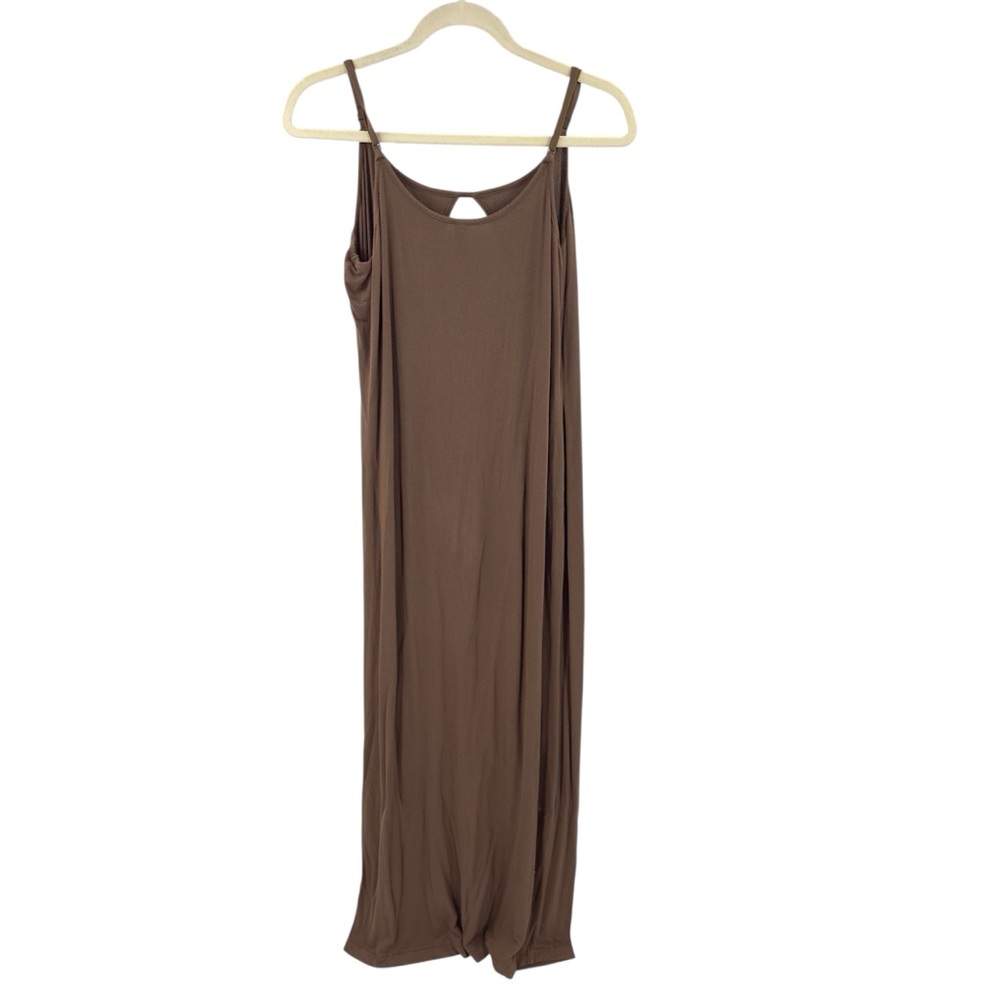 SKIMS Keyhole Maxi Dress Womens Size XL Wood Brown Soft Lounge Stretch - Picture 5 of 10